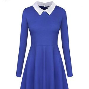 Long Sleeve Fit Flare Peter Pan Collar Dress